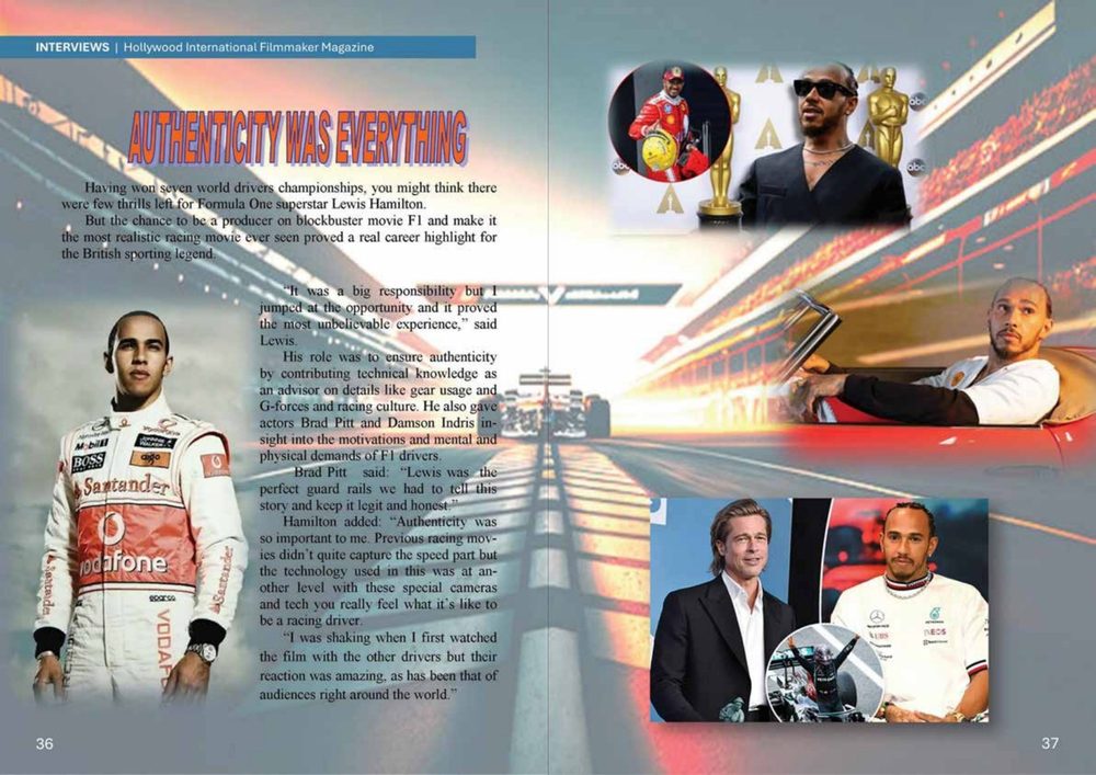 Lewis Hamilton and Brad Pitt on the Formula One movie page