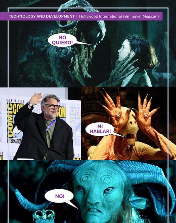 Guillermo del Toro with creatures from Pan's Labyrinth