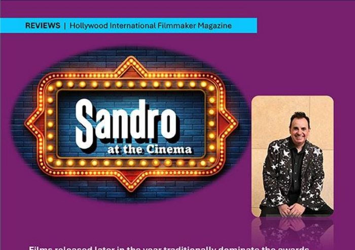 Sandro at the Cinema neon sign with editor-in-chief Sandro Monetti