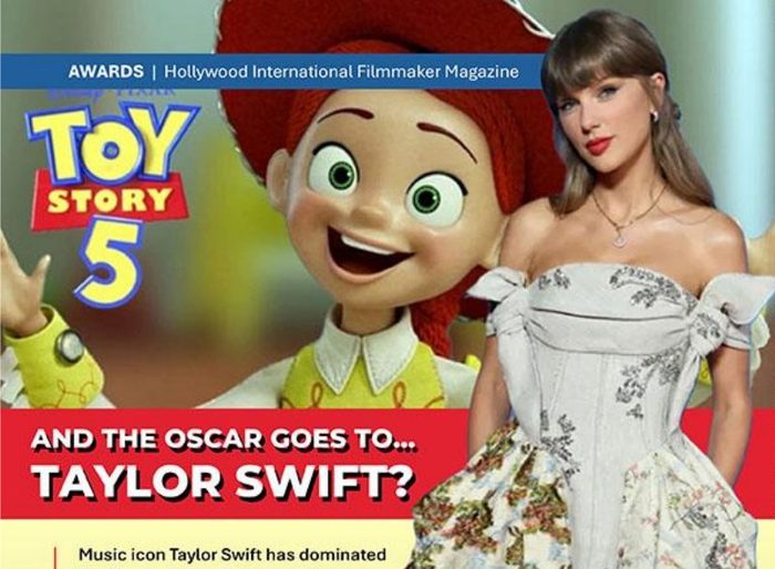 Taylor Swift beside Jessie from Toy Story 5